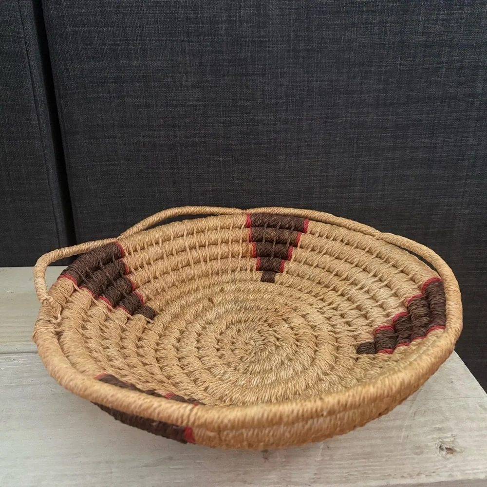 Handmade Coil Woven Twine Basket Santa Fe Style Native American Bowl